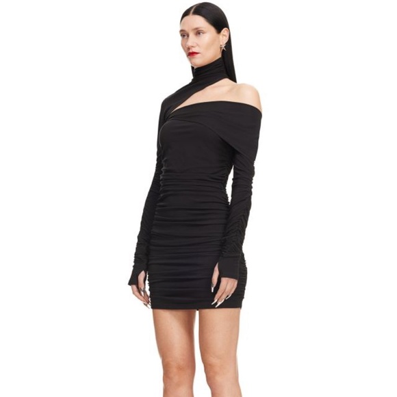 Mugler H&M Gathered One-shoulder Mini Dress - Picture 2 of 5